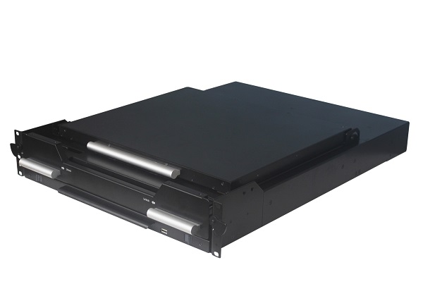 19寸单路2屏2显上架式工业显示器KVM-1901T2