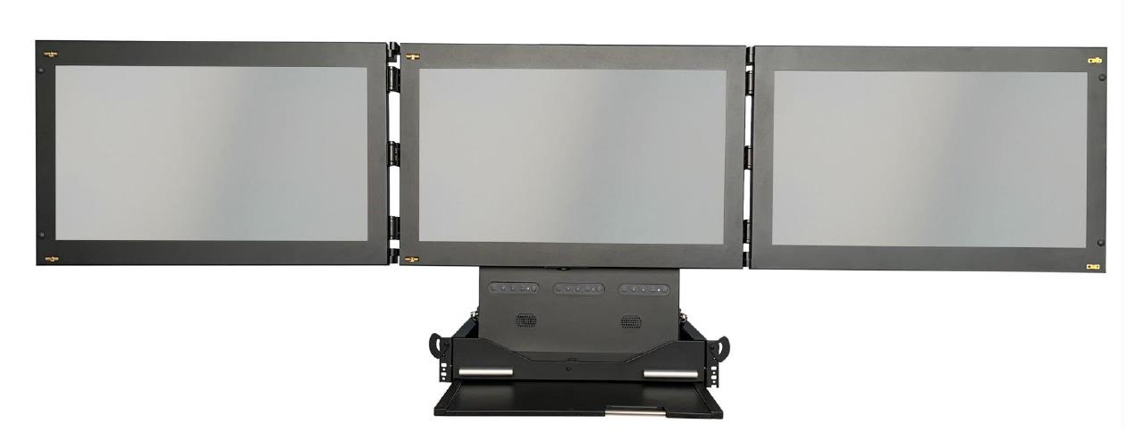 24寸单路3屏3显上架式工业显示器KVM-2401T3
