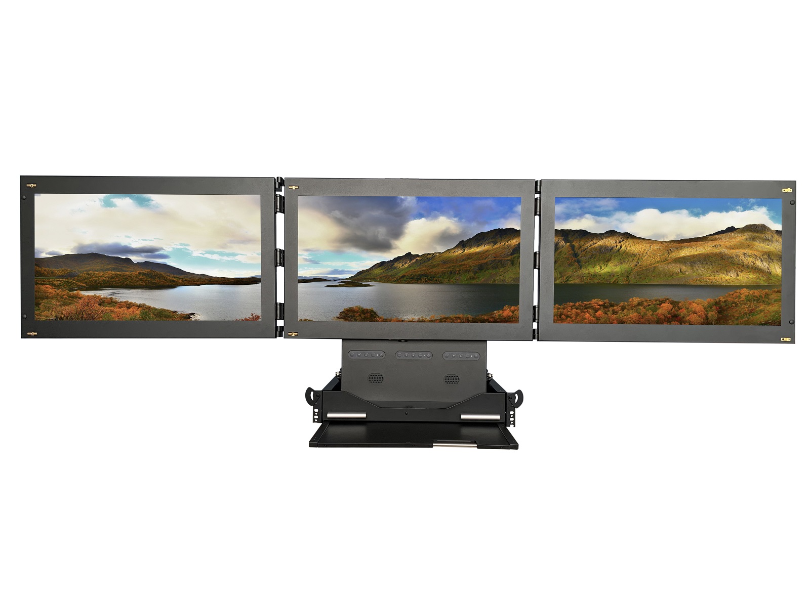 24寸单路3屏3显上架式工业显示器KVM-2401T3